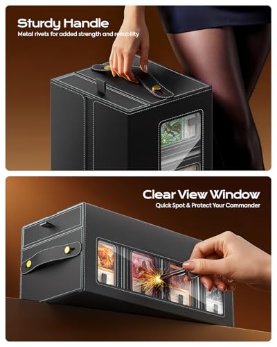 MoKo Commander Deck Box for MTG - Black Grey, 8+2 Modular Storage with Handle & Dice Tray