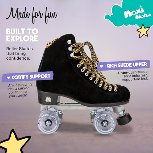 Women’s Moxi Panther Roller Skates - Black Suede High-Top, 7 Variation