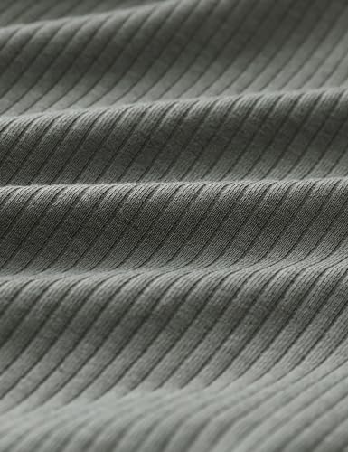 Medium Grey Sage Ribbed Henley Crop Top for Yoga & Workout