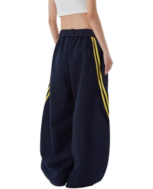Chmnigma Wide Leg Sweatpants for Women Men Baggy Casual Joggers Barrel Sweat Pants Elastic Waist Drawstring Pants (Blue-M)