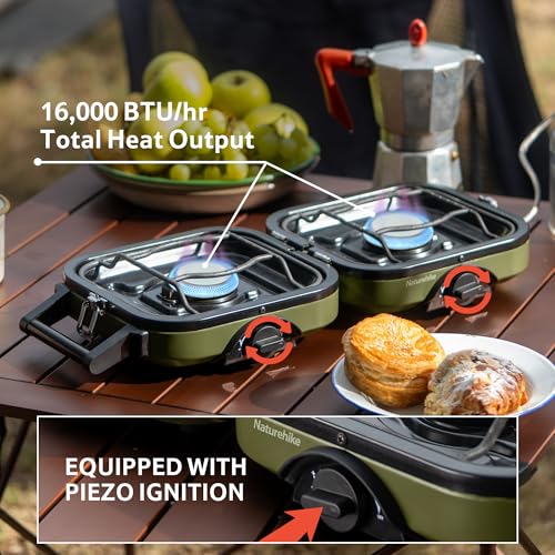 Propane Gas Camping Stove 2 Burner Folding with Storage Bag - Green