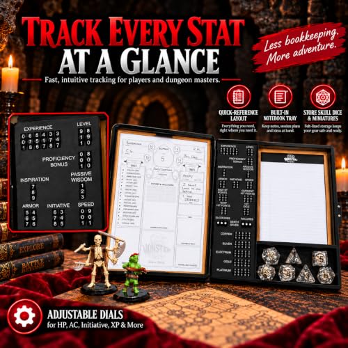 Monster Wooden Deluxe DND RPG Stat Tracker Case - Light Finish