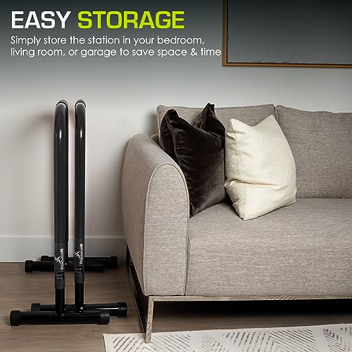 Adjustable Power Dip Station for Home Gym - Black/Lite
