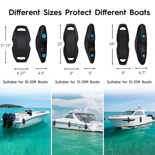 AWEMUFA Black 4-Piece Boat Fenders for Docking – Extra Large Impact Protection for Pontoon, Bass, Ski & Fishing Boats