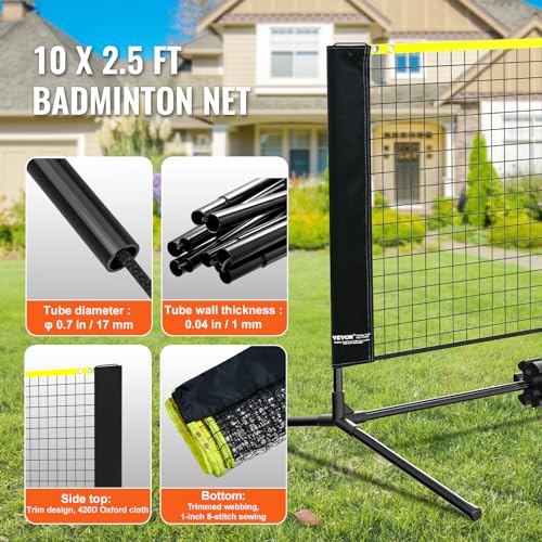 VEVOR 10ft Adjustable Badminton Net for Kids & Indoor Outdoor Play