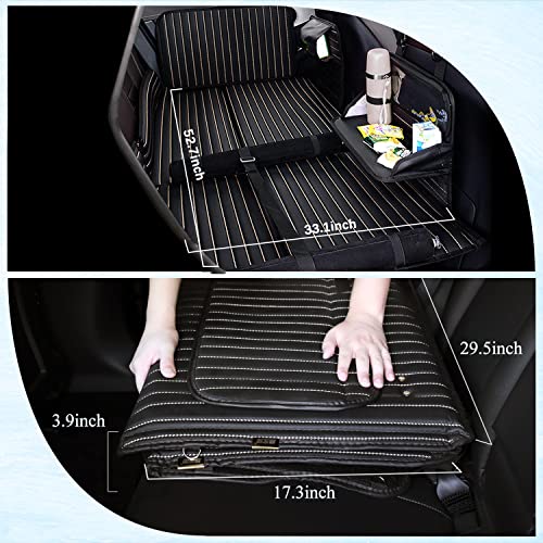 Heart Horse Black Foldable Non-Inflatable Car Mattress with Adjustable Brackets for SUV Truck Back Seat Travel Camping Pet