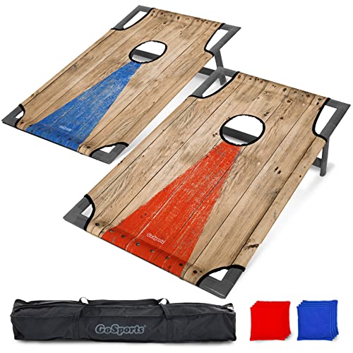 Rustic GoSports Portable Cornhole Set with Carry Case - Outdoor Lawn Bean Bag Toss Game