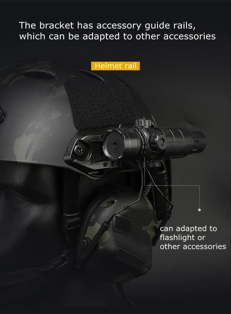 Tactical Helmet Accessories Military Adjustable Headset Bracket ARC Rail Adapter for Outdoor Sport Airsoft Paintball (Black)