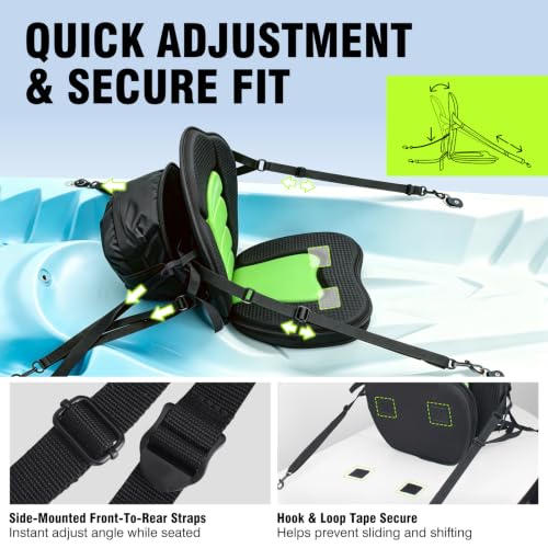 LightZon Universal Kayak Seat with 2.75-Inch Thick Cushion and Ergonomic Back Support - Model 1