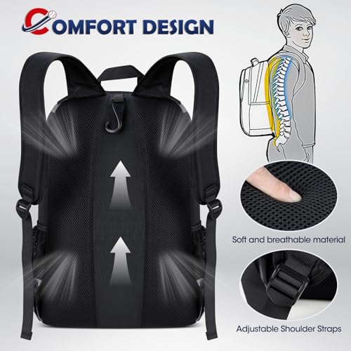 RAINSMORE Baseball Backpack for Youth & Adult with Shoe Compartment - Grey