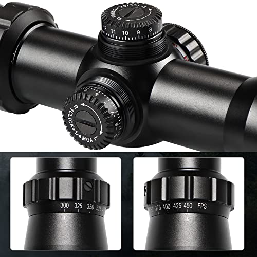 SVITVU Crossbow Scope 1.5-5x32 Red/Green Illuminated Reticle Waterproof 300-450FPS