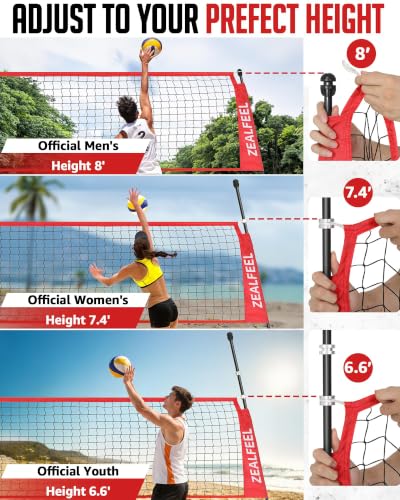 12FT Volleyball Net Set with 3 Adjustable Heights for Kids & Adults - Durable Outdoor Equipment