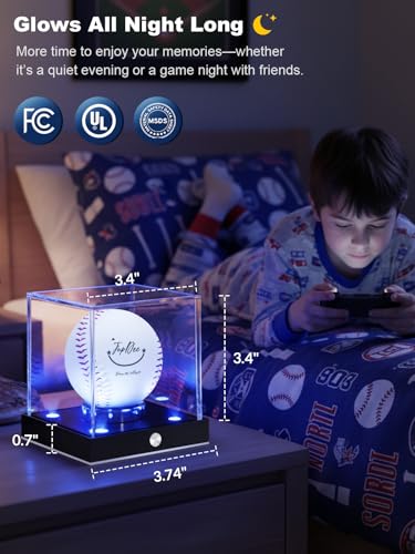 LED Baseball Display Case with Color Light and Memory Function - 1 Pack - Baseball