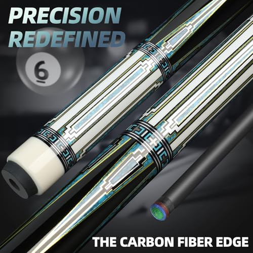 Kmise White 21oz Carbon Fiber Pool Cue - 58" Low Deflection Billiard Stick