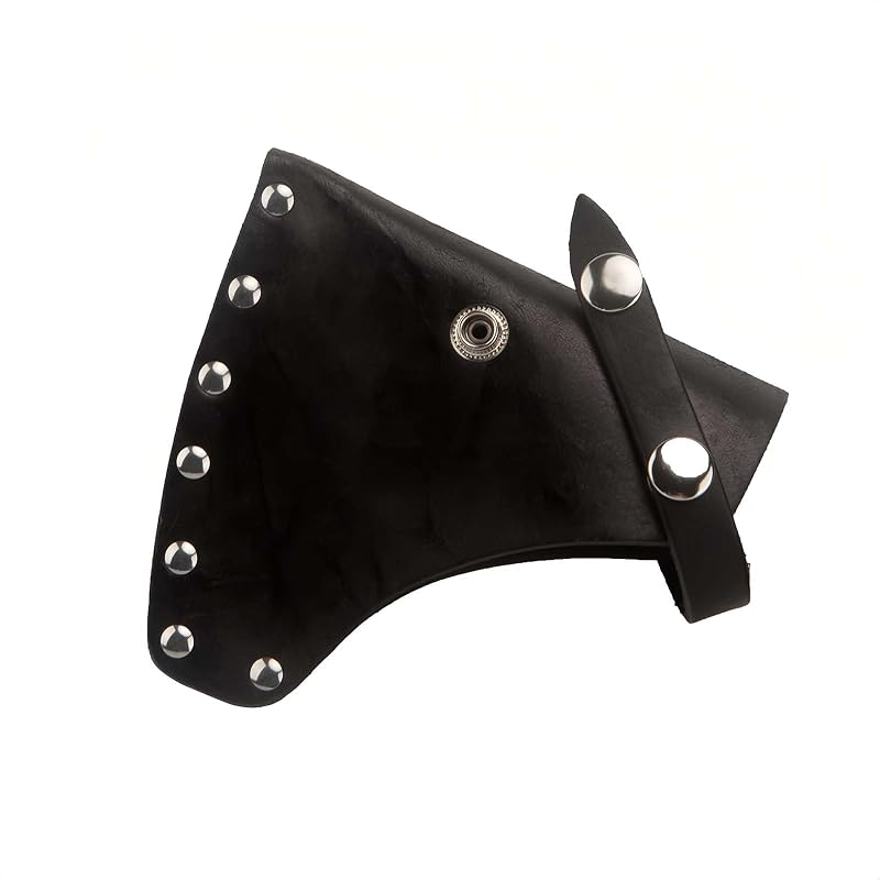 Black Leather Hatchet Sheath with Adjustable Carabiner - 14x13cm Protective Axe Cover