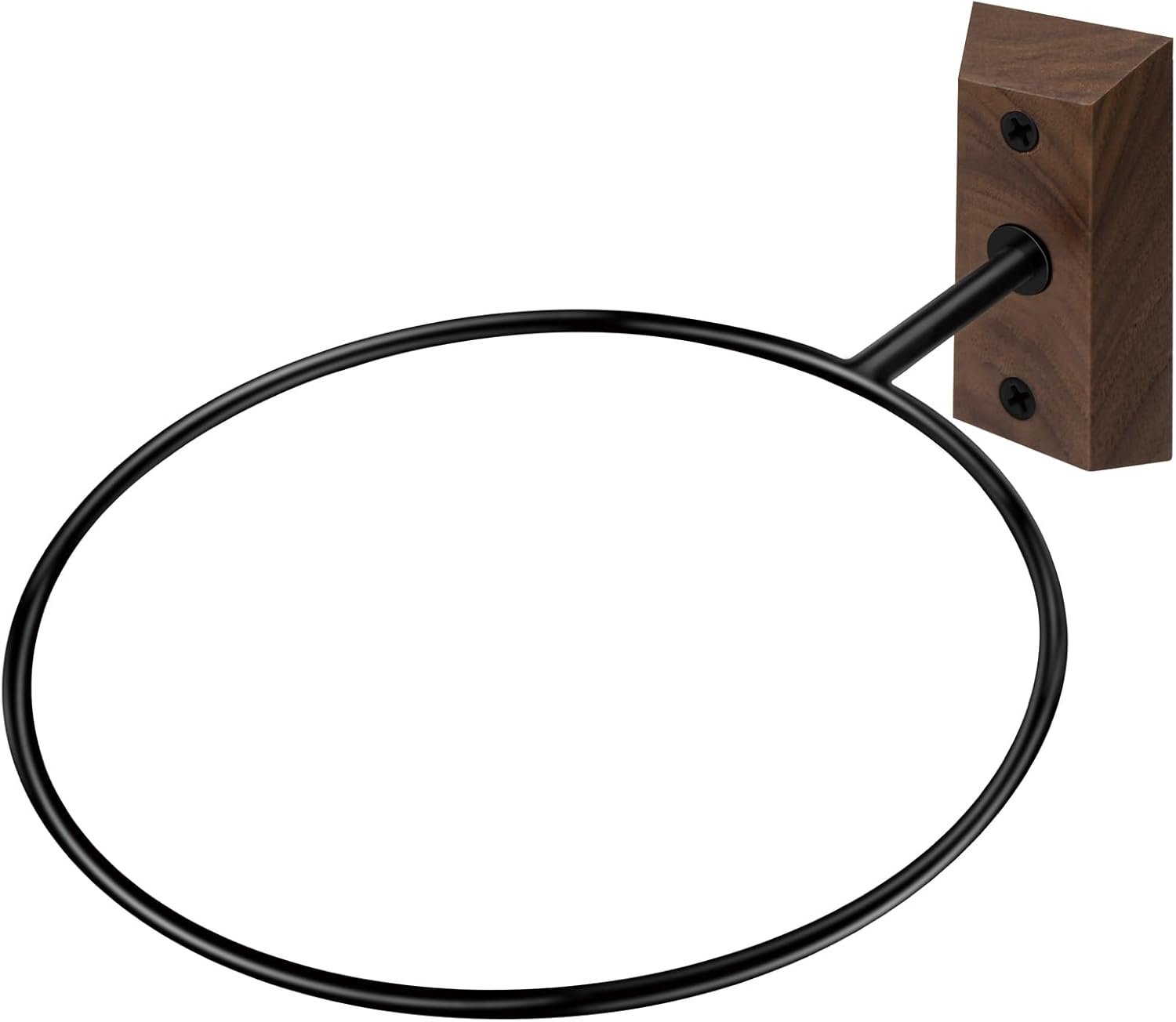 Skiennix Basketball Holder Wall Mount - 7-Inch Solid Black Walnut Base & Metal Ring | Sports Display Rack