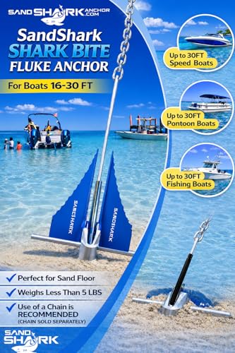 SandShark Boat Anchor - Premium Fluke Retractable Aluminum Anchor for 16-30 ft Watercraft - Easy Storage & Secure Hold