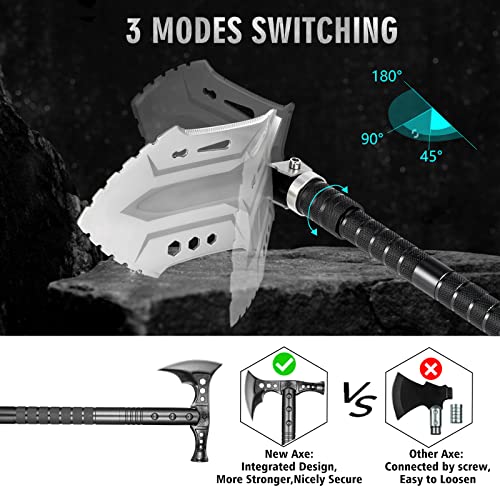 28-in-1 Camping Survival Shovel Set with Axe, Flashlight & High Carbon Steel