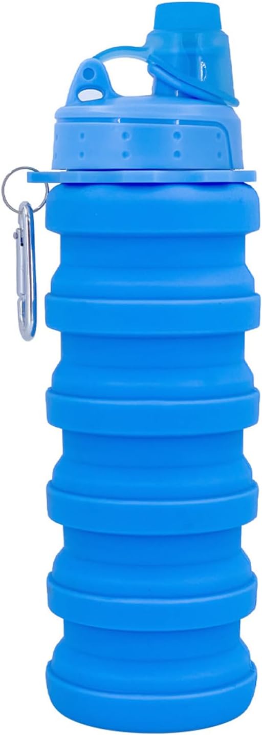 Skiennix Collapsible Water Bottle - Portable 500ml Silicone Travel Bottle with Mountaineering Buckle
