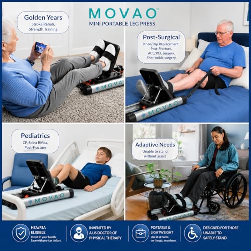Movao Bed Leg Press Rehab Equipment - 6 Resistance Levels for Stroke & Post-Surgery Recovery