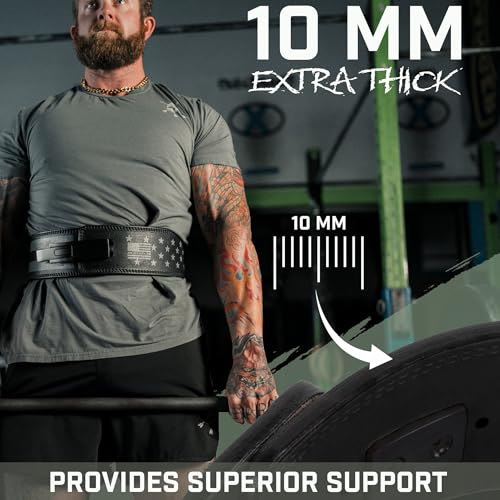 Leather Weight Lifting Belt with Steel Lever Buckle - 10mm Support for Powerlifting & CrossFit - M / 1776