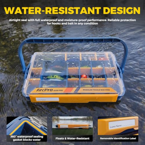 Stackable Waterproof Fishing Tackle Box with Removable Dividers - Floating Bait Storage Case for Freshwater & Saltwater Fishing