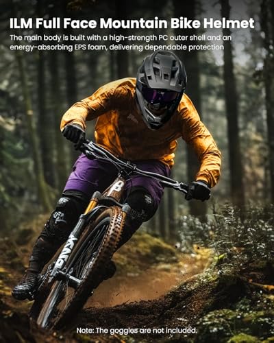 ILM Adult Full Face Mountain Bike Helmet Matte Black Large Lightweight Safety