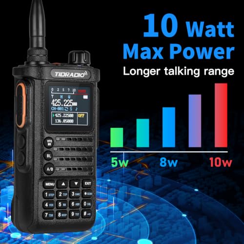 (4th Gen) TIDRADIO TD-H8 10W Ham Radio Handheld Kit with APP Programming - Black, 1 Pack