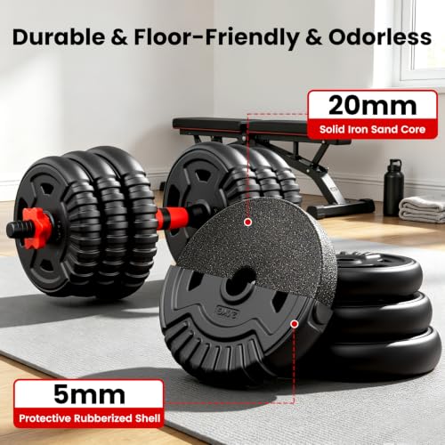 45LB Adjustable Dumbbell Set - 5-in-1 Home Gym Weight Equipment for Men Women