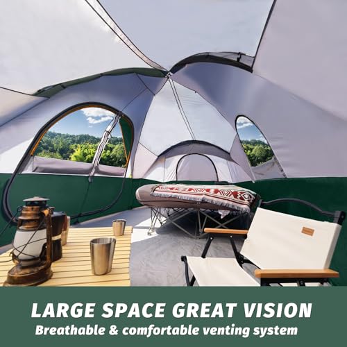 UNP 10 Person Family Camping Tent - Dark Green, Waterproof Outdoor Shelter