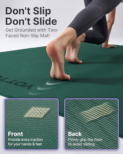 Green Large Yoga Mat 75x52 Inch Extra Wide Non-Slip TPE Exercise Mat for Pilates & Fitness