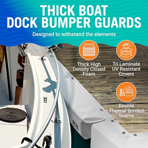 Boat Dock Bumper Guards 6x4 Inch High-Density Foam with 59 Inch Length, Marine Vinyl, Corner & Piling Protection
