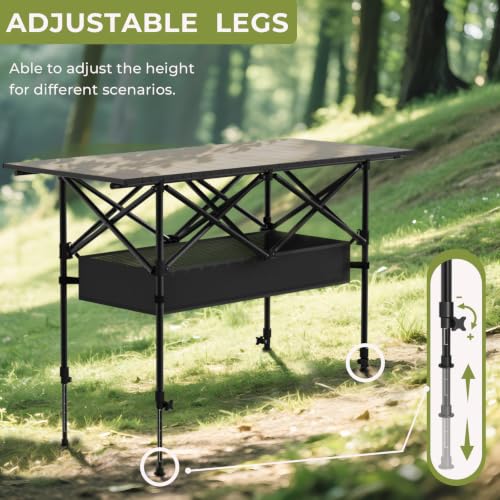 Hsundries 4FT Portable Folding Camping Table with Carry Bag & Mesh Storage