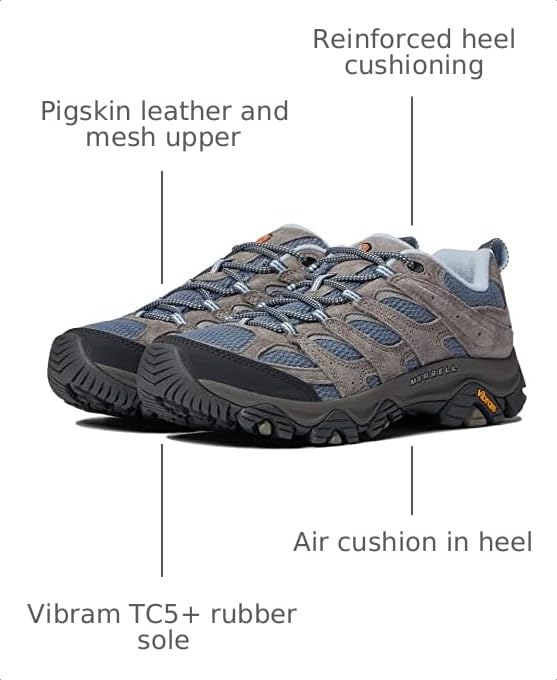 Merrell Women's Moab 3 Hiking Shoes - Size 8.5, Smoke - Durable Trail Footwear