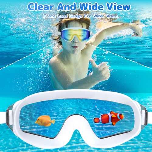 Kids Swim Goggles 8-16 Years Extra Silicone Layer 2 Pack - Gold Mirrored & Blue Mirrored