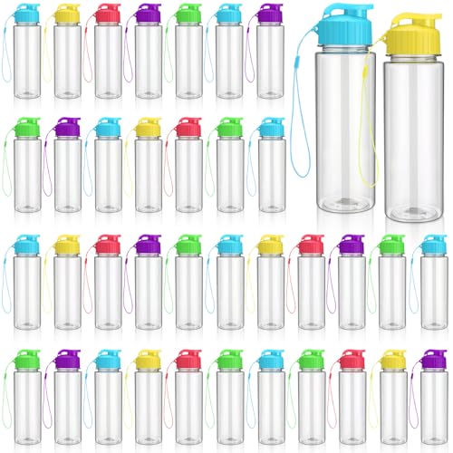 Domensi 50 Pack Reusable Plastic Water Bottles Bulk, Mixed Colors, 17oz
