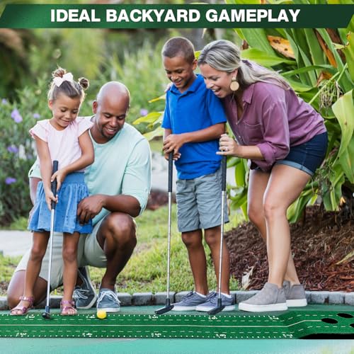 Indoor Putting Green Game Set - 8.5ft Golf Practice Mat with Metal Putters & Balls