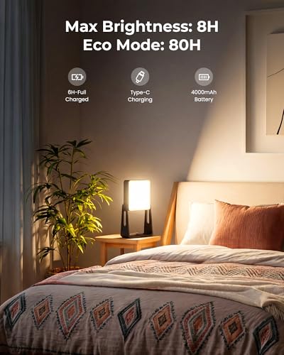 Black 3-Pack Rechargeable Camping Lanterns with 4000mAh Battery, Dimmable LED Emergency Lights for Power Outages