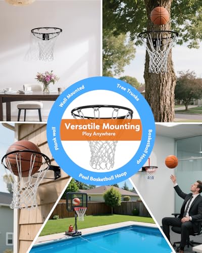 iHandiy Black 18-Inch Heavy Duty Steel Basketball Rim with Net & Installation Kit