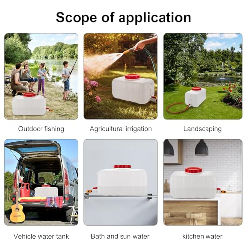 LJJJXXX 6.6 Gallon Portable Water Storage Container with Faucet - 17.7 x 11.8 x 11.8in for Camping & Outdoor Use