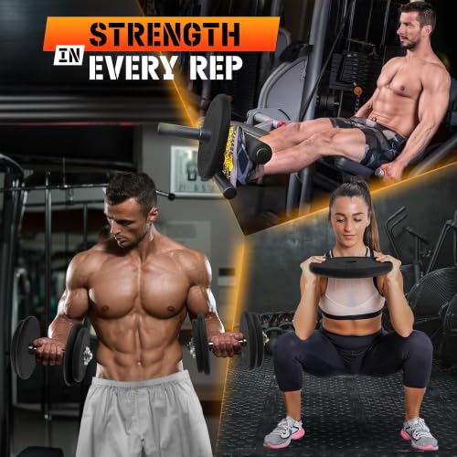 Yes4All 4 x 7.5LB Black Cast Iron Weight Plates for 1-Inch Barbells - Set of 4
