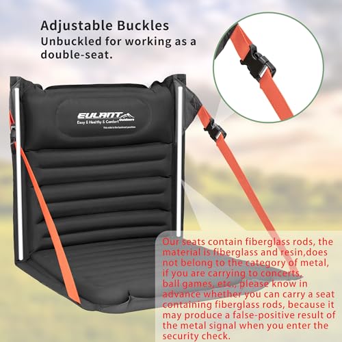 Large Black Inflatable Folding Camping Seat with Back Support