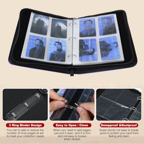 Photocards Binder with 400 Pockets Album for Army Fans Collection - Waterproof PU Leather