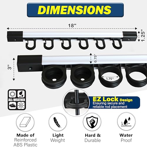 6-Rod Wall Mount Fishing Pole Holder for Garage Organization