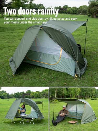 iClimb Ultralight 4-Season Solo Tent Waterproof with Snow Skirt - Green