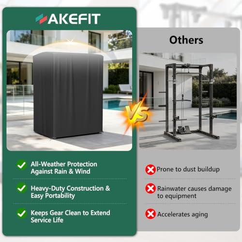 AKEfit Strength Training Cover 69"L x 47"W x 84"H Waterproof Dustproof Gym Rack Cover Black