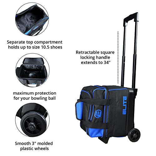 ELITE Basic Single Roller Bowling Ball Bag Aqua Fits Size 10.5 Shoes