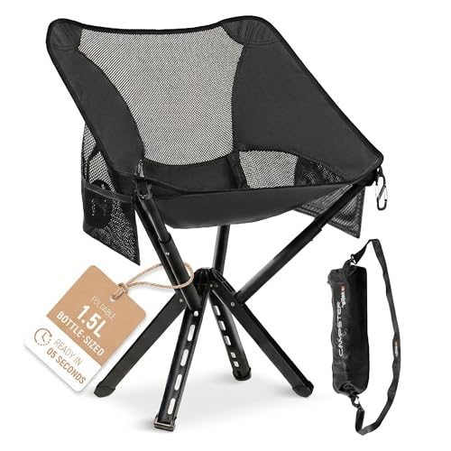 Sitpack Campster 2.0 Onyx Black Ultra Lightweight Backpack Chair, 5 Sec Folding