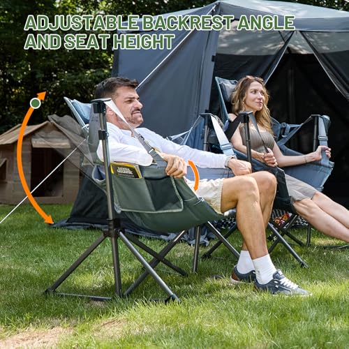 Grey Oversized Hammock Camping Chair with Adjustable Support & 400lbs Load