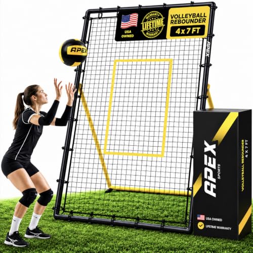 Apex Sports Volleyball Rebounder - Adjustable 7x4 ft Practice Net - Volleyball Rebounder